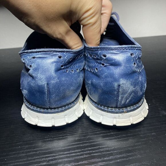 Cole Haan ZeroGrand Wingtip C23580 Blue Leather Oxford Shoes Men’s Sz 8 - Picture 6 of 10